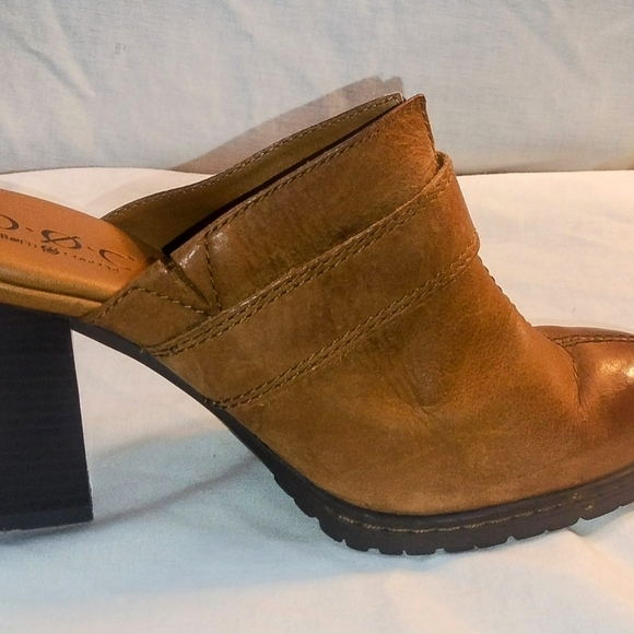 Boc Brown Concepts Brown Leather Buckle Accent High Heel Boot Shape Mules Size 6 - Picture 9 of 15